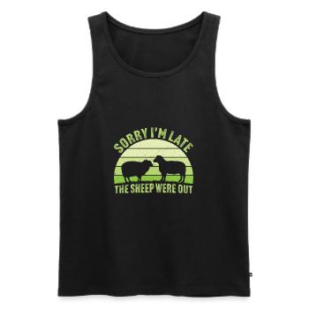 sorry i'm late the sheep were out - Men's Premium Organic Tank Top - black - Front - Michal (187cm)