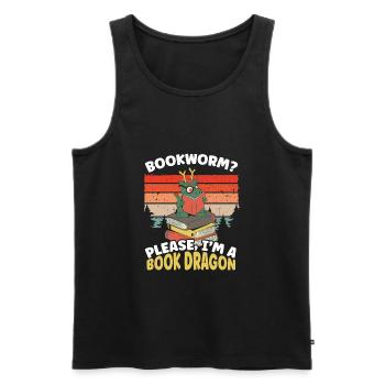 Book Dragon Funny Bookworm Book Lovers - Men's Premium Organic Tank Top - black - Front - Michal (187cm)
