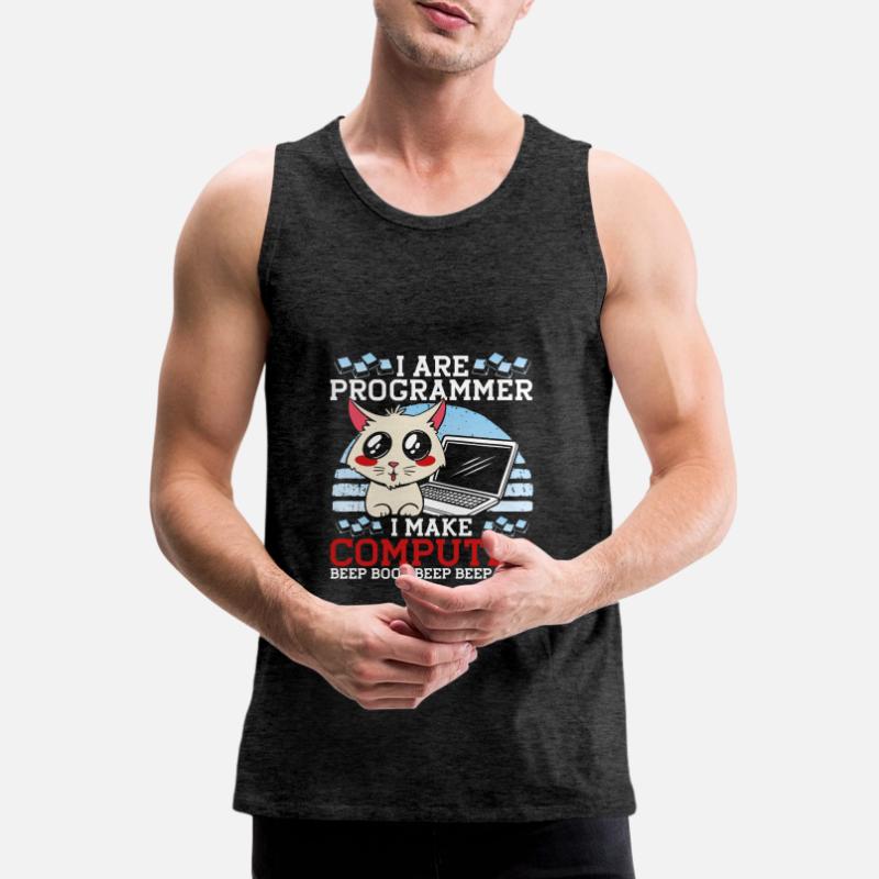 Katze Programmieren Coder Programmierer Männer Premium Bio Tank Top