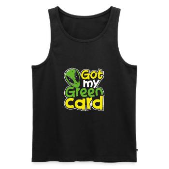 J’ai ma carte verte Alien UFO Immigration Humour - Débardeur bio Premium Homme - noir - Devant - AI Model Male 178 light (178cm)