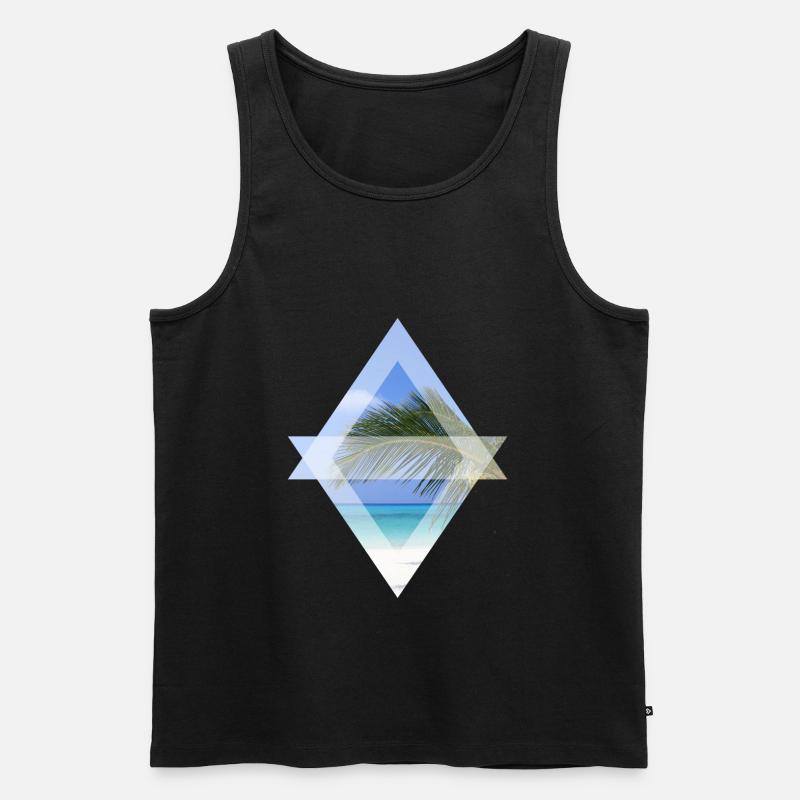 Palmenblatt - Männer Premium Bio Tank Top - Schwarz