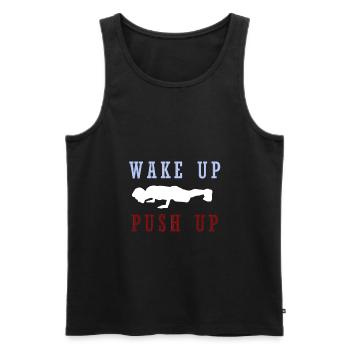 Push up motivation with picture and saying - Men's Premium Organic Tank Top - black - Front - AI Model Male 178 light (178cm)