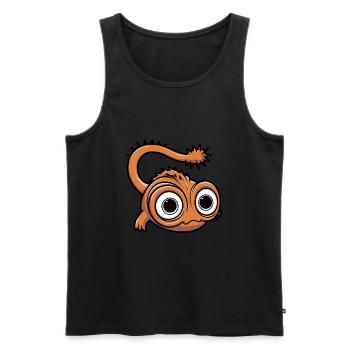 Funny little monster with big eyes - Men's Premium Organic Tank Top - black - Front - AI Model Male 178 light (178cm)