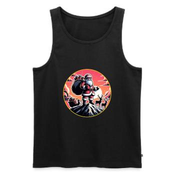 Weihnachtsmann mit Rentieren auf Bergspitze - Männer Premium Bio Tank Top - Schwarz - Vorne - Michal (187cm)