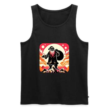 Le Père Noël à la montagne - Débardeur bio Premium Homme - noir - Devant - Michal (187cm)