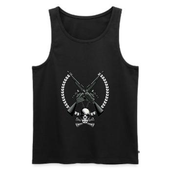 Waffen - Männer Premium Bio Tank Top - Schwarz - Vorne - AI Model Male 178 light (178cm)