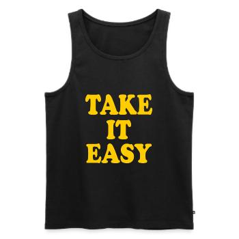 Take it easy - Männer Premium Bio Tank Top - Schwarz - Vorne - AI Model Male 178 light (178cm)