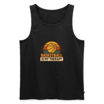 Basketball Meine Therapie Retro Basketball Humor Sport - Männer Premium Bio Tank Top - Schwarz - Vorne - Michal (187cm)