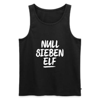 NULL SIEBEN ELF Pinselstrich - Männer Premium Bio Tank Top - Schwarz - Vorne - AI Model Male 178 light (178cm)