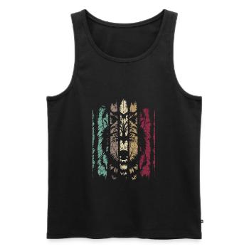 Wolf Wildtier Wölfe Wildnis Retro Vintage Raubtier - Männer Premium Bio Tank Top - Schwarz - Vorne - AI Model Male 178 light (178cm)