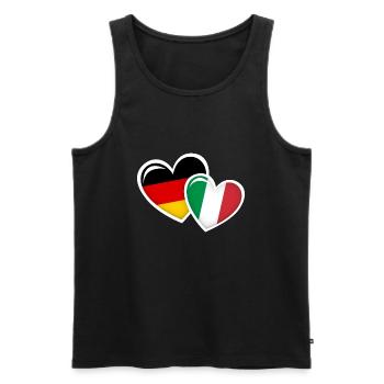 ALLEMAND ITALIEN DRAPEAUX COEURS AMOUR - Débardeur bio Premium Homme - noir - Devant - AI Model Male 178 light (178cm)
