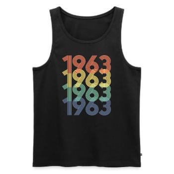Cool Retro 1963, 60 ans, cadeau de 60e anniversaire - Débardeur bio Premium Homme - noir - Devant - Michal (187cm)