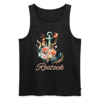 Rostock anchor with flowers - Men's Premium Organic Tank Top - black - Front - Michal (187cm)