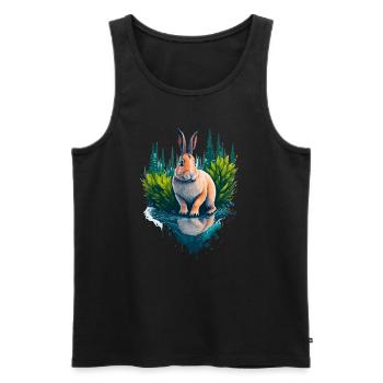 Belle illustration d’un lapin - Débardeur bio Premium Homme - noir - Devant - Michal (187cm)