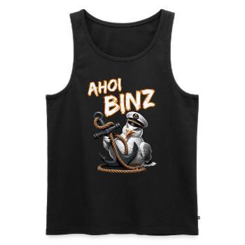 Ahoi Binz ! lustige Möwe mit Anker - Männer Premium Bio Tank Top - Schwarz - Vorne - Michal (187cm)