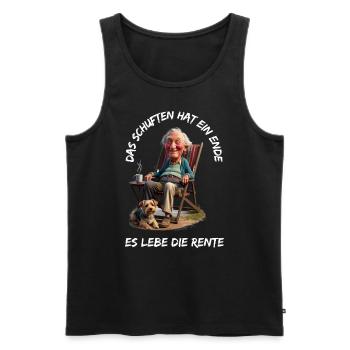 The toiling has come to an end - Long live the pension - Men's Premium Organic Tank Top - black - Front - AI Model Male 178 light (178cm)
