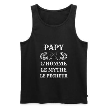papy pecheur homme mythe humour peche homme papi - Débardeur bio Premium Homme - noir - Devant - Michal (187cm)