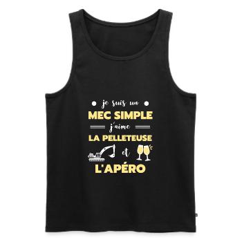 mec simple pelleteuse humour engins de chantier - Débardeur bio Premium Homme - noir - Devant - Michal (187cm)