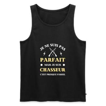 chasseur parfait humour chasse homme papy drole - Débardeur bio Premium Homme - noir - Devant - Michal (187cm)