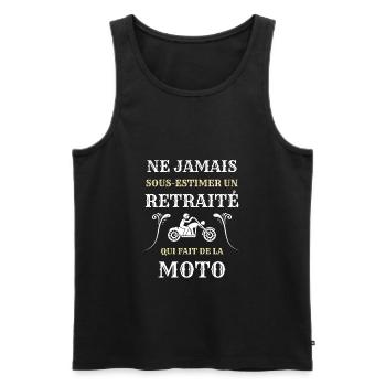 retraite moto humour motard homme papy motard - Débardeur bio Premium Homme - noir - Devant - Michal (187cm)