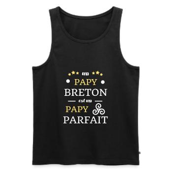 papy breton humour bretagne homme drole breizh - Débardeur bio Premium Homme - noir - Devant - Michal (187cm)