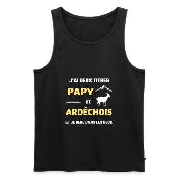 papy ardechois humour ardeche homme humoristique - Débardeur bio Premium Homme - noir - Devant - Michal (187cm)