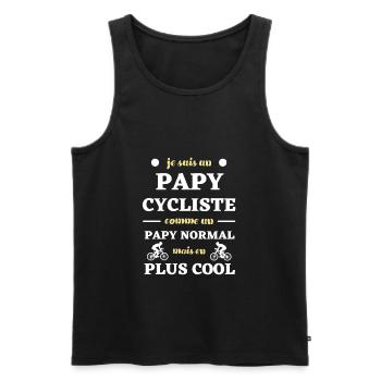 papy cycliste humour velo fete des grands peres - Débardeur bio Premium Homme - noir - Devant - AI Model Male 178 light (178cm)