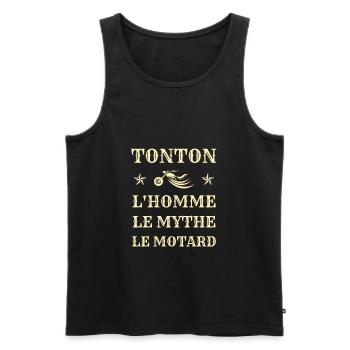 tonton motard homme mythe humour moto homme drole - Débardeur bio Premium Homme - noir - Devant - AI Model Male 178 light (178cm)