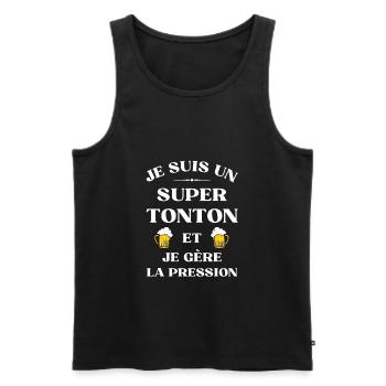 super tonton bière humour tonton personnalisé - Débardeur bio Premium Homme - noir - Devant - Michal (187cm)