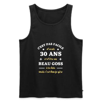 beau goss 30 ans humour anniversaire cadeau homme - Débardeur bio Premium Homme - noir - Devant - Michal (187cm)