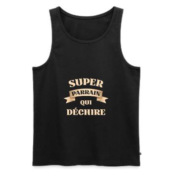 super parrain qui dechire humour parrain filleule - Débardeur bio Premium Homme - noir - Devant - Michal (187cm)