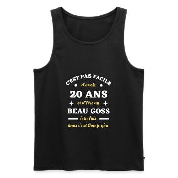 beau goss 20 ans homme anniversaire cadeau humour - Débardeur bio Premium Homme - noir - Devant - Michal (187cm)