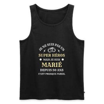 50 ans de mariage homme humour marié cadeau drole - Débardeur bio Premium Homme - noir - Devant - Michal (187cm)