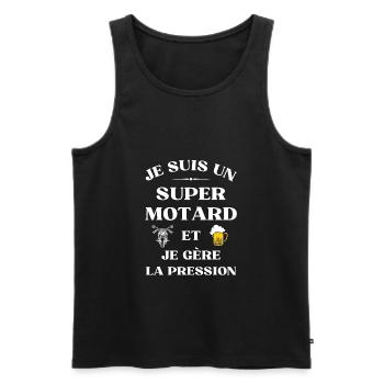 super motard gère la pression humour moto bière - Débardeur bio Premium Homme - noir - Devant - AI Model Male 178 light (178cm)