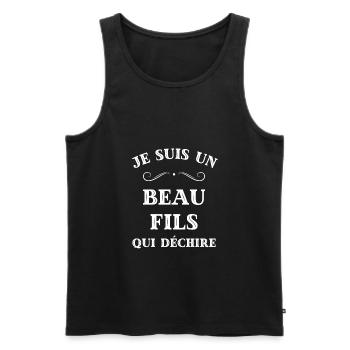 beau fils qui dechire humour gendre homme cadeau - Débardeur bio Premium Homme - noir - Devant - Michal (187cm)