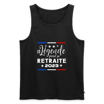 La Légende Prend sa Retraite 2023 - Humour F/H - Débardeur bio Premium Homme - noir - Devant - AI Model Male 178 light (178cm)