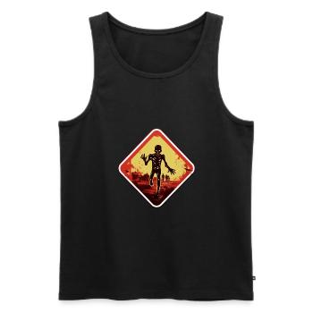 Signe d’avertissement zombie Halloween - Débardeur bio Premium Homme - noir - Devant - Michal (187cm)