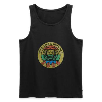 18th Birthday Wild, free & untamed since 2006 - Men's Premium Organic Tank Top - black - Front - AI Model Male 178 light (178cm)