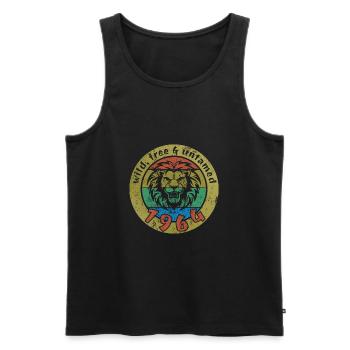 60th Birthday Wild, free & untamed since 1964 - Men's Premium Organic Tank Top - black - Front - AI Model Male 178 light (178cm)