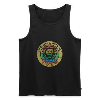 50th Birthday Wild, free & untamed since 1974 - Men's Premium Organic Tank Top - black - Front - AI Model Male 178 light (178cm)