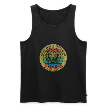 70. Geburtstag Wild, free & untamed since 1954 - Männer Premium Bio Tank Top - Schwarz - Vorne - Michal (187cm)