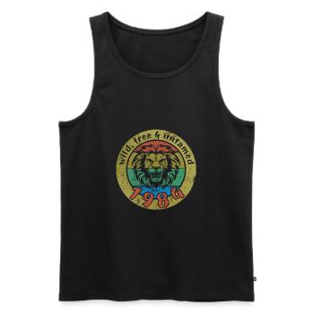 40. Geburtstag Wild, free & untamed since 1984 - Männer Premium Bio Tank Top - Schwarz - Vorne - Michal (187cm)