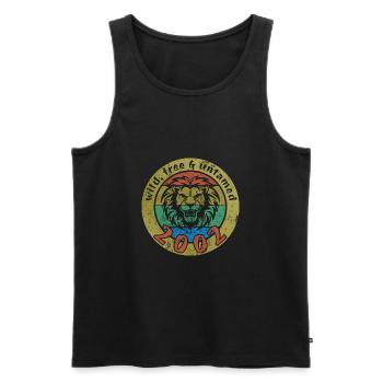 Wild, free & untamed since 2002 - Men's Premium Organic Tank Top - black - Front - AI Model Male 178 light (178cm)