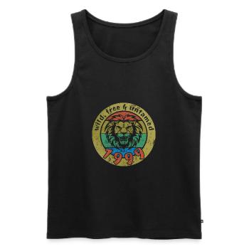 Wild, free & untamed since 1999 - Men's Premium Organic Tank Top - black - Front - AI Model Male 178 light (178cm)