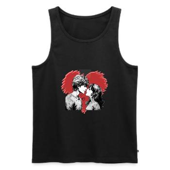 Couple de manga amoureux - Débardeur bio Premium Homme - noir - Devant - Michal (187cm)