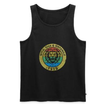 Wild, free & untamed since 03/1970 - Men's Premium Organic Tank Top - black - Front - AI Model Male 178 light (178cm)