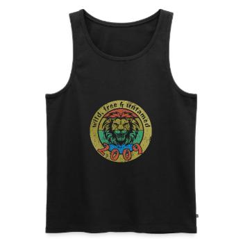 16th Birthday Wild, free & untamed since 2009 - Men's Premium Organic Tank Top - black - Front - AI Model Male 178 light (178cm)