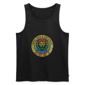 18th Birthday Wild, free & untamed since 2007 - Men's Premium Organic Tank Top - black - Front - AI Model Male 178 light (178cm)