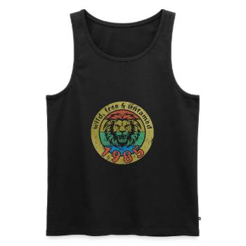 40th Birthday Wild, free & untamed since 1985 - Men's Premium Organic Tank Top - black - Front - AI Model Male 178 light (178cm)