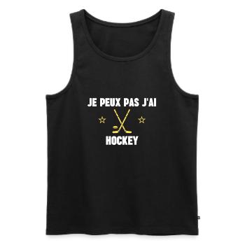je peux pas j'ai hockey - Débardeur bio Premium Homme - noir - Devant - Michal (187cm)